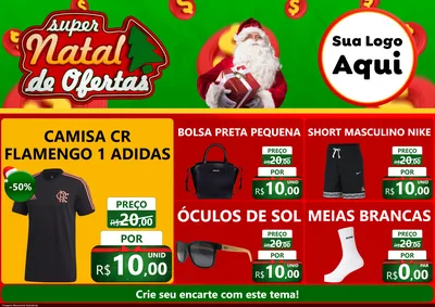 Modelo de Encarte para Encarte A4 Horizontal com o tema Super Natal de Ofertas para Roupas e acessórios