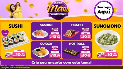 Modelo de TV para TV Horizontal com o tema Dia das Mães com Desconto para Comida japonesa