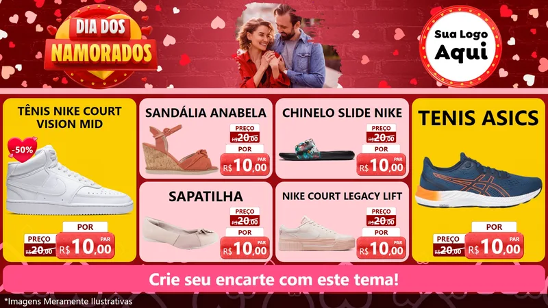 Modelo de TV para TV Horizontal com o tema Dia Dos Namorados para Calçados