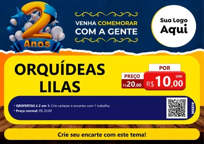 Modelo de Cartaz para Cartaz A4 Horizontal com o tema Aniversário de 2 anos para Floricultura e jardim