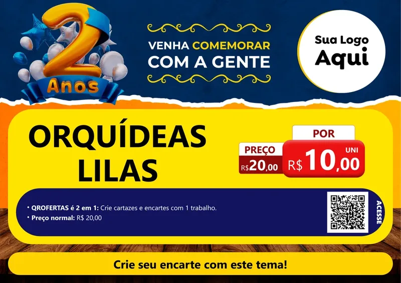 Modelo de Cartaz para Cartaz A4 Horizontal com o tema Aniversário de 2 anos para Floricultura e jardim