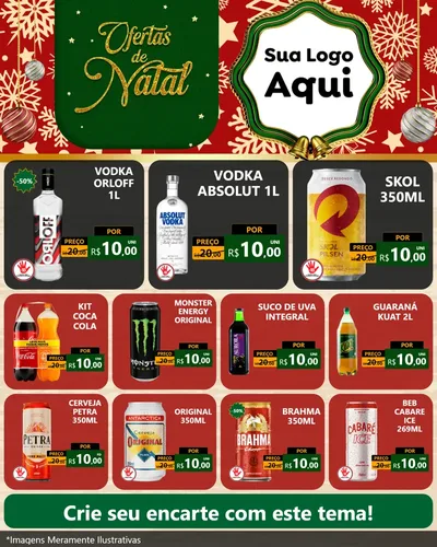 Modelo de Rede Social para Feed Instagram com o tema Natal de Ofertas para Distribuidora de bebidas