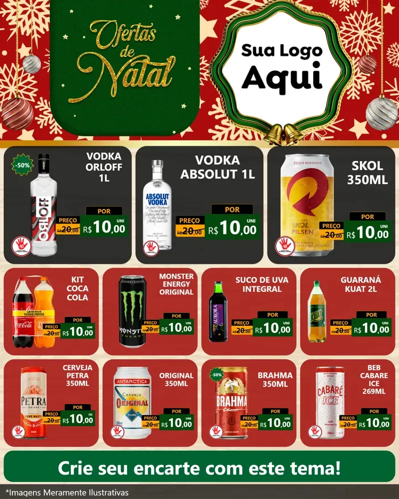 Modelo de Rede Social para Feed Instagram com o tema Natal de Ofertas para Distribuidora de bebidas