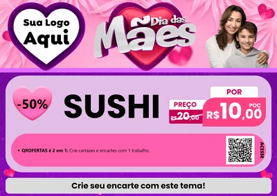 Modelo de Cartaz para Cartaz A4 Horizontal com o tema Dia das Mães para Comida japonesa