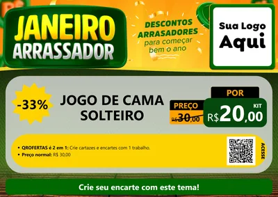 Modelo de Cartaz para Cartaz A4 Horizontal com o tema Janeiro Arrasador para Cama, Mesa e Banho