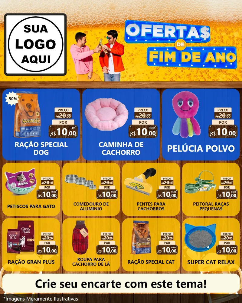 Modelo de Rede Social para Feed Instagram com o tema Ofertas de Fim de Ano para Pet Shop