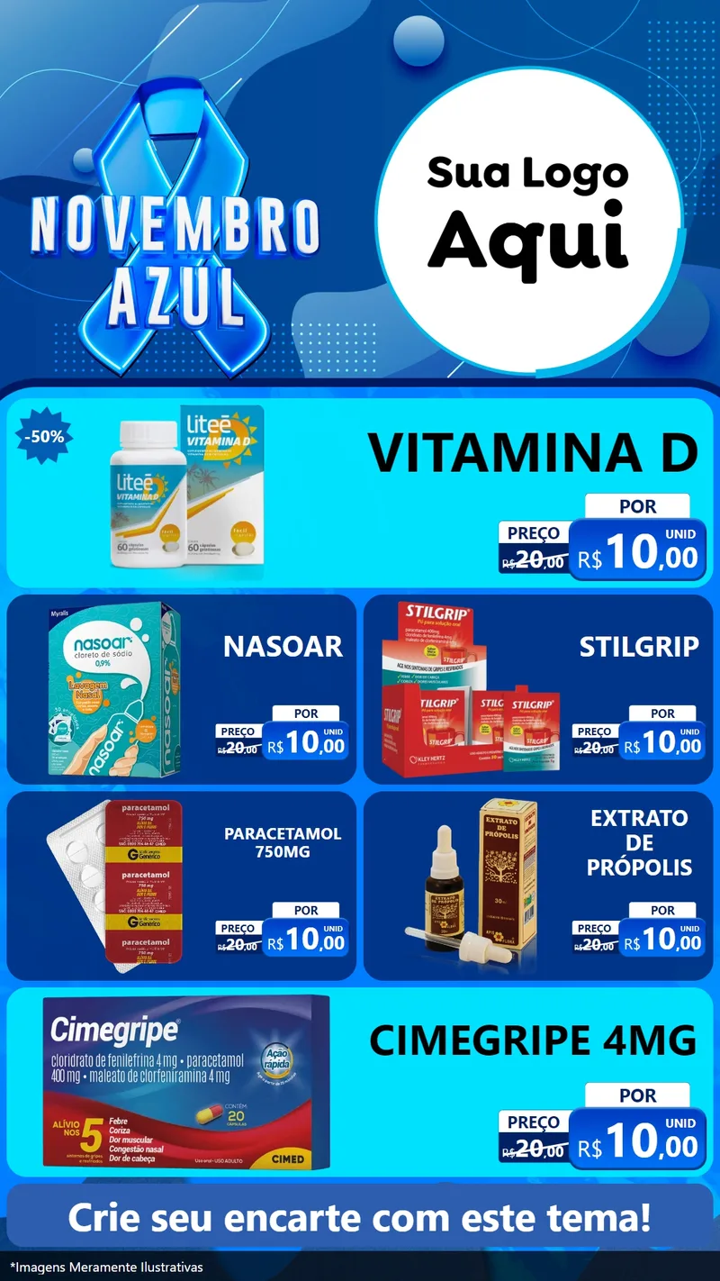 Modelo de TV para TV Vertical com o tema Novembro Azul para Farmácia