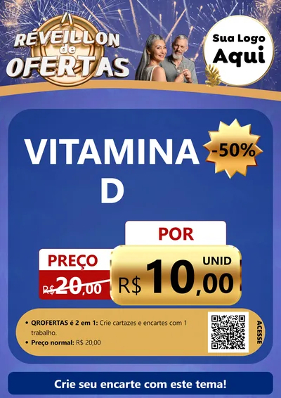 Modelo de Cartaz para Cartaz A4 Vertical com o tema Réveillon de Ofertas para Farmácia