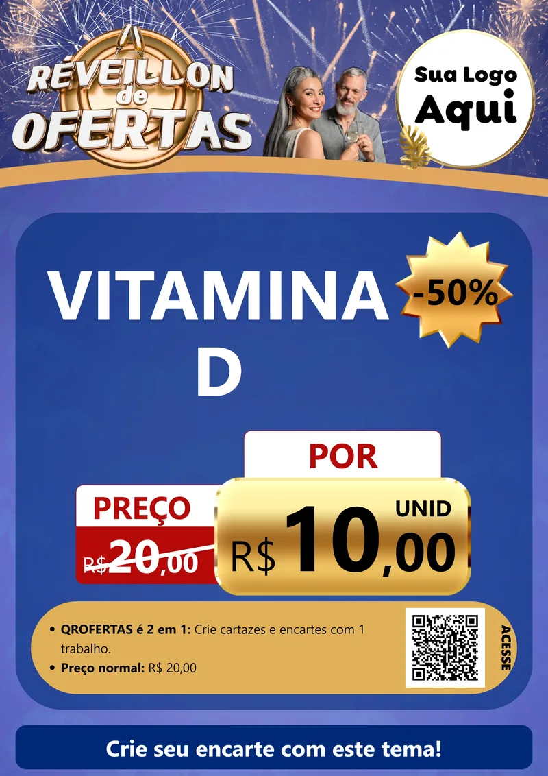 Modelo de Cartaz para Cartaz A4 Vertical com o tema Réveillon de Ofertas para Farmácia