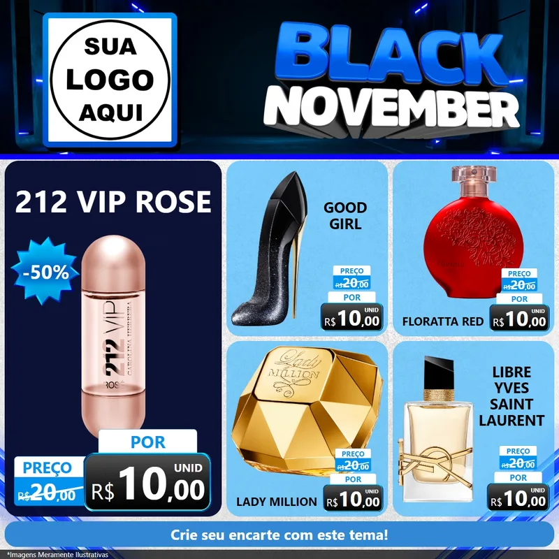 Modelo de Rede Social para Feed Facebook com o tema Black November para Perfumes