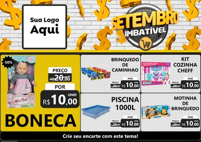 Modelo de Encarte para Encarte A4 Horizontal com o tema Setembro Imbatível para Brinquedos
