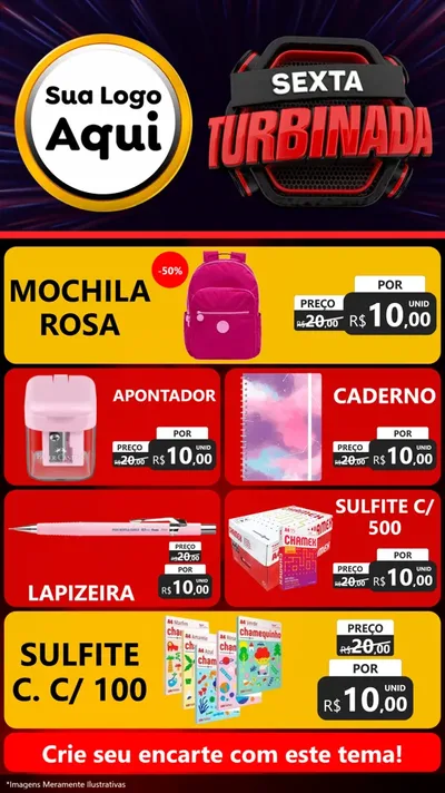 Modelo de TV para TV Vertical com o tema Sexta Turbinada para Papelaria