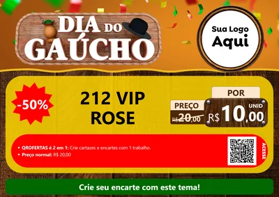 Modelo de Cartaz para Cartaz A4 Horizontal com o tema Dia do Gaúcho para Perfumes