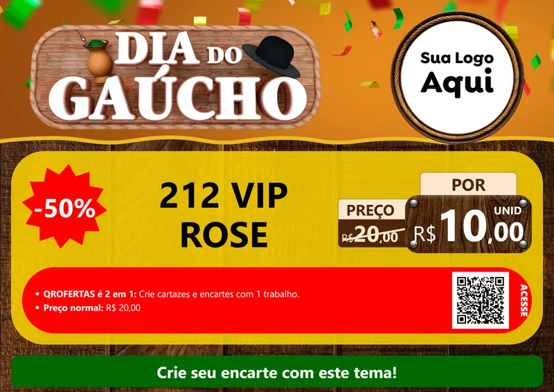 Modelo de Cartaz para Cartaz A4 Horizontal com o tema Dia do Gaúcho para Perfumes