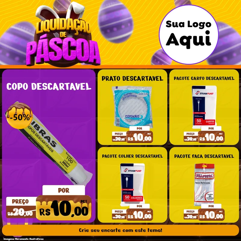 Modelo de Rede Social para Feed Facebook com o tema Liquidação de Páscoa para Embalagens