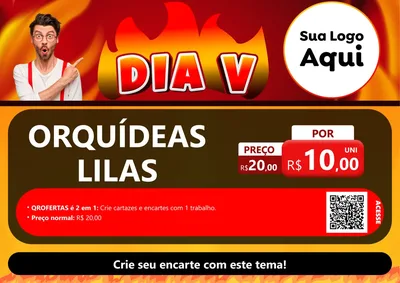 Modelo de Cartaz para Cartaz A4 Horizontal com o tema Dia V para Floricultura e jardim