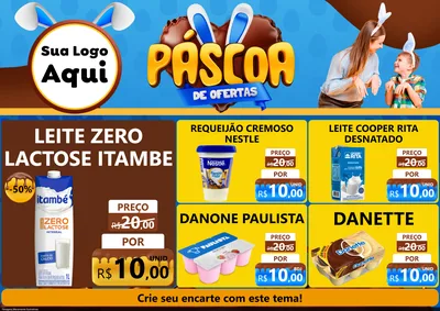 Modelo de Encarte para Encarte A4 Horizontal com o tema Páscoa de Ofertas para Frios e Laticínios