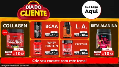 Modelo de TV para TV Horizontal com o tema Dia do Cliente para Suplementos alimentares