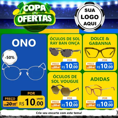 Modelo de Rede Social para Feed Facebook com o tema Copa de Ofertas para Óticas
