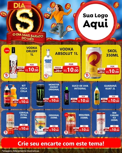 Modelo de Rede Social para Feed Instagram com o tema Dia S - O Dia Mais Barato Do Mês para Distribuidora de bebidas