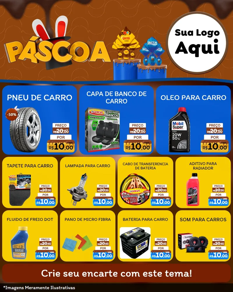 Modelo de Rede Social para Feed Instagram com o tema Páscoa para Auto peças
