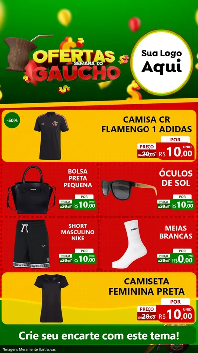 Modelo de TV para TV Vertical com o tema Ofertas Semana Do Gaúcho para Roupas e acessórios