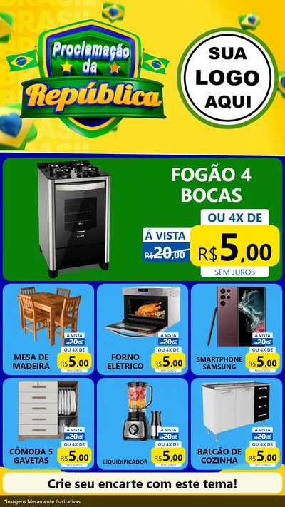 Modelo de Rede Social para Stories com o tema Proclamação da República para Móveis e Eletro