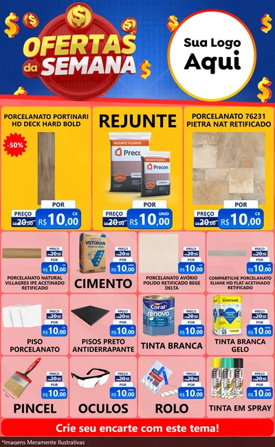 Modelo de Encarte para Encarte Grande com o tema Ofertas Da Semana para Pisos e revestimentos