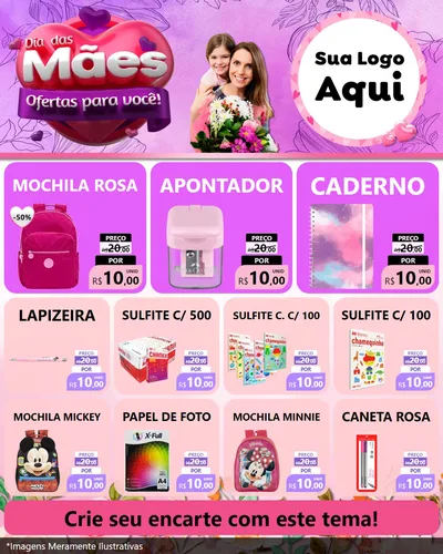 Modelo de Rede Social para Feed Instagram com o tema Dia das Mães Ofertas para Você! para Papelaria