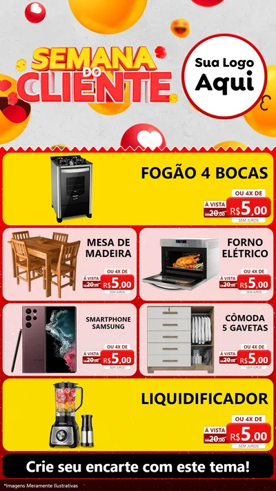 Modelo de TV para TV Vertical com o tema Semana do Cliente para Móveis e Eletro