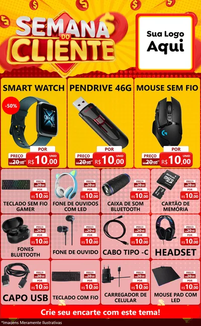 Modelo de Encarte para Encarte Grande com o tema Semana do Cliente para Informática