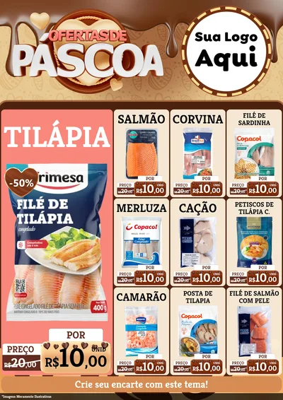 Modelo de Encarte para Encarte A4 Vertical com o tema Ofertas de Páscoa para Peixaria