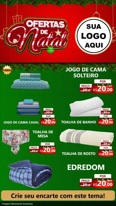 Modelo de TV para TV Vertical com o tema Ofertas de Natal para Cama, Mesa e Banho