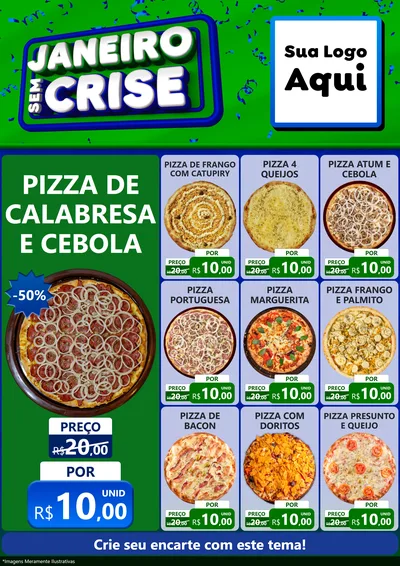 Modelo de Encarte para Encarte A4 Vertical com o tema Janeiro Sem Crise para Pizzaria