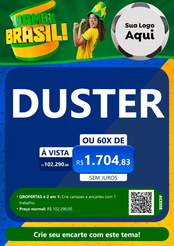 Modelo de Cartaz para Cartaz A4 Vertical com o tema Vamos Brasil - Copa para Concessionaria de Carros