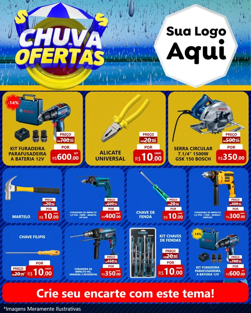 Modelo de Rede Social para Feed Instagram com o tema Chuva de Ofertas para Maquinas e Ferramentas