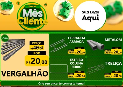 Modelo de Encarte para Encarte A4 Horizontal com o tema Especial Mês do Cliente para Ferragens
