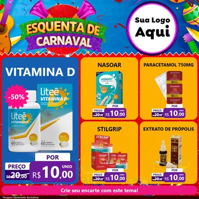 Modelo de Rede Social para Feed Facebook com o tema Esquenta de Carnaval para Farmácia