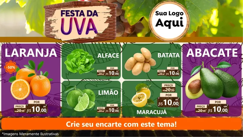 Modelo de TV para TV Horizontal com o tema Festa da Uva para Hortifrúti