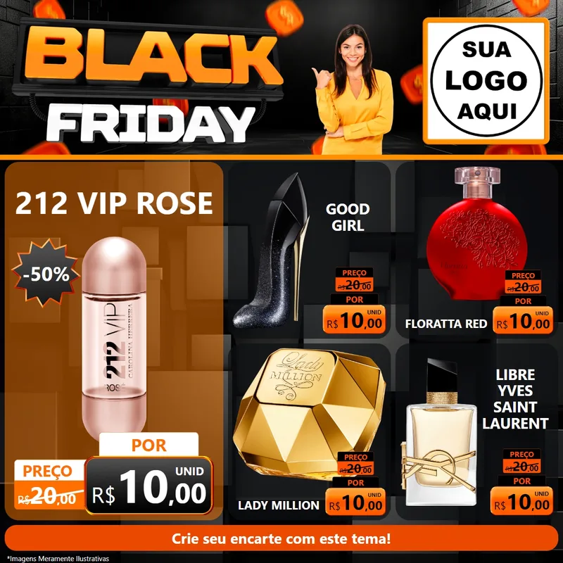Modelo de Rede Social para Feed Facebook com o tema Black Friday para Perfumes