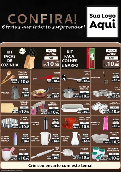 Modelo de Encarte para Encarte A4 Vertical com o tema Confira! Ofertas que irão te surpreender! para Utilidades Domésticas