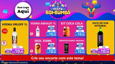 Modelo de TV para TV Horizontal com o tema Festa Boi-Bumbá para Distribuidora de bebidas