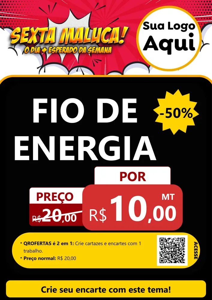 Modelo de Cartaz para Cartaz A4 Vertical com o tema Sexta Maluca! para Materiais Elétricos