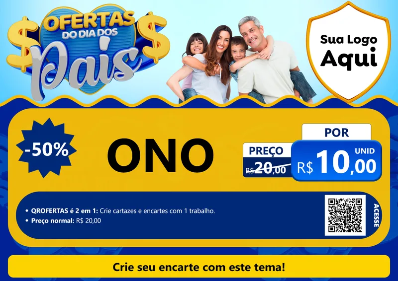 Modelo de Cartaz para Cartaz A4 Horizontal com o tema Ofertas do Dia dos Pais para Óticas