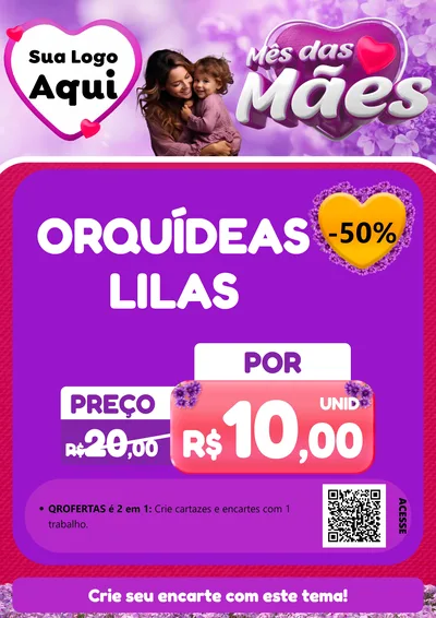 Modelo de Cartaz para Cartaz A4 Vertical com o tema Mês das Mães para Floricultura e jardim