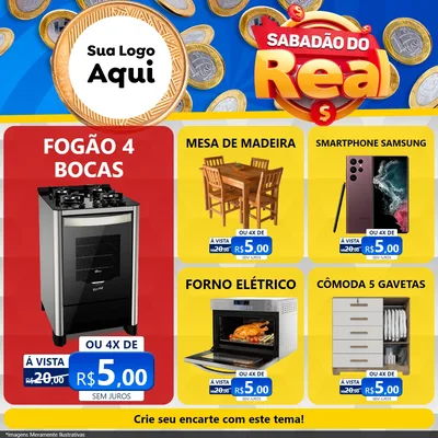 Modelo de Rede Social para Feed Facebook com o tema Sabadão do Real para Móveis e Eletro