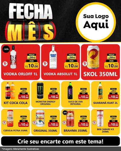 Modelo de Rede Social para Feed Instagram com o tema Fecha Mês para Distribuidora de bebidas