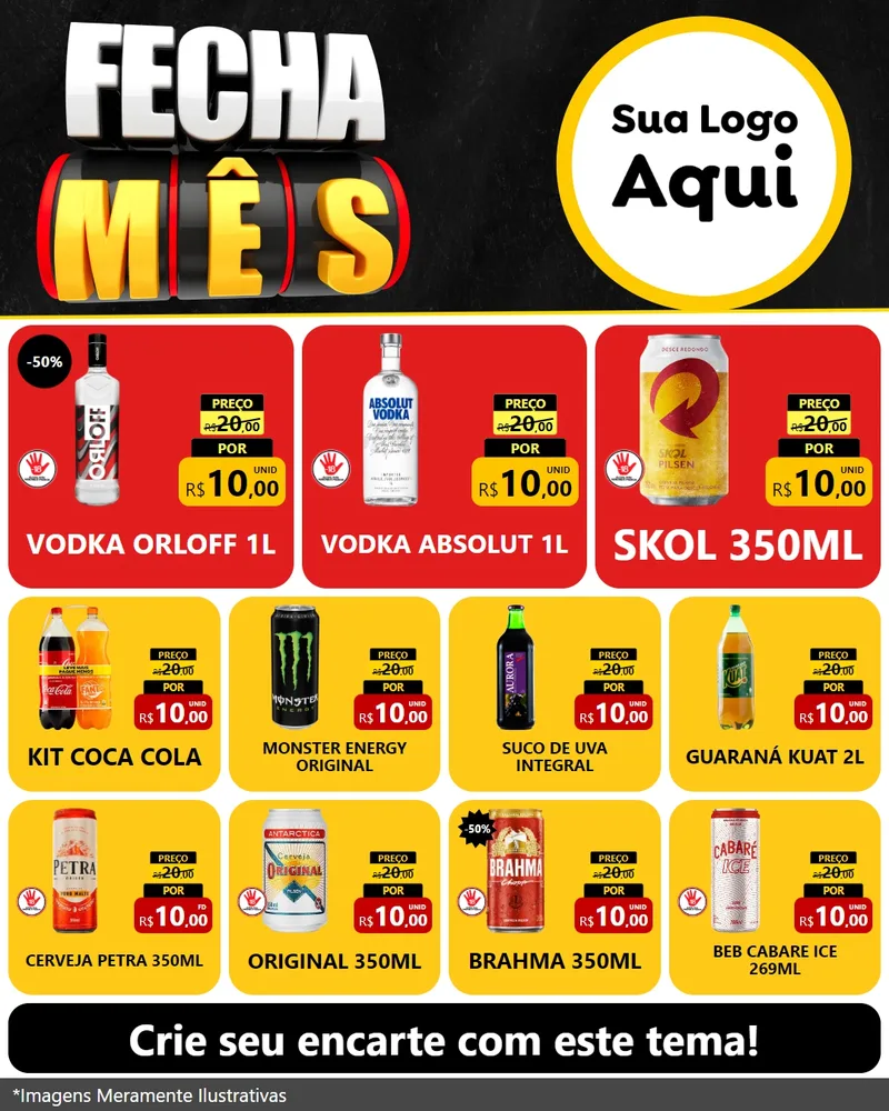 Modelo de Rede Social para Feed Instagram com o tema Fecha Mês para Distribuidora de bebidas