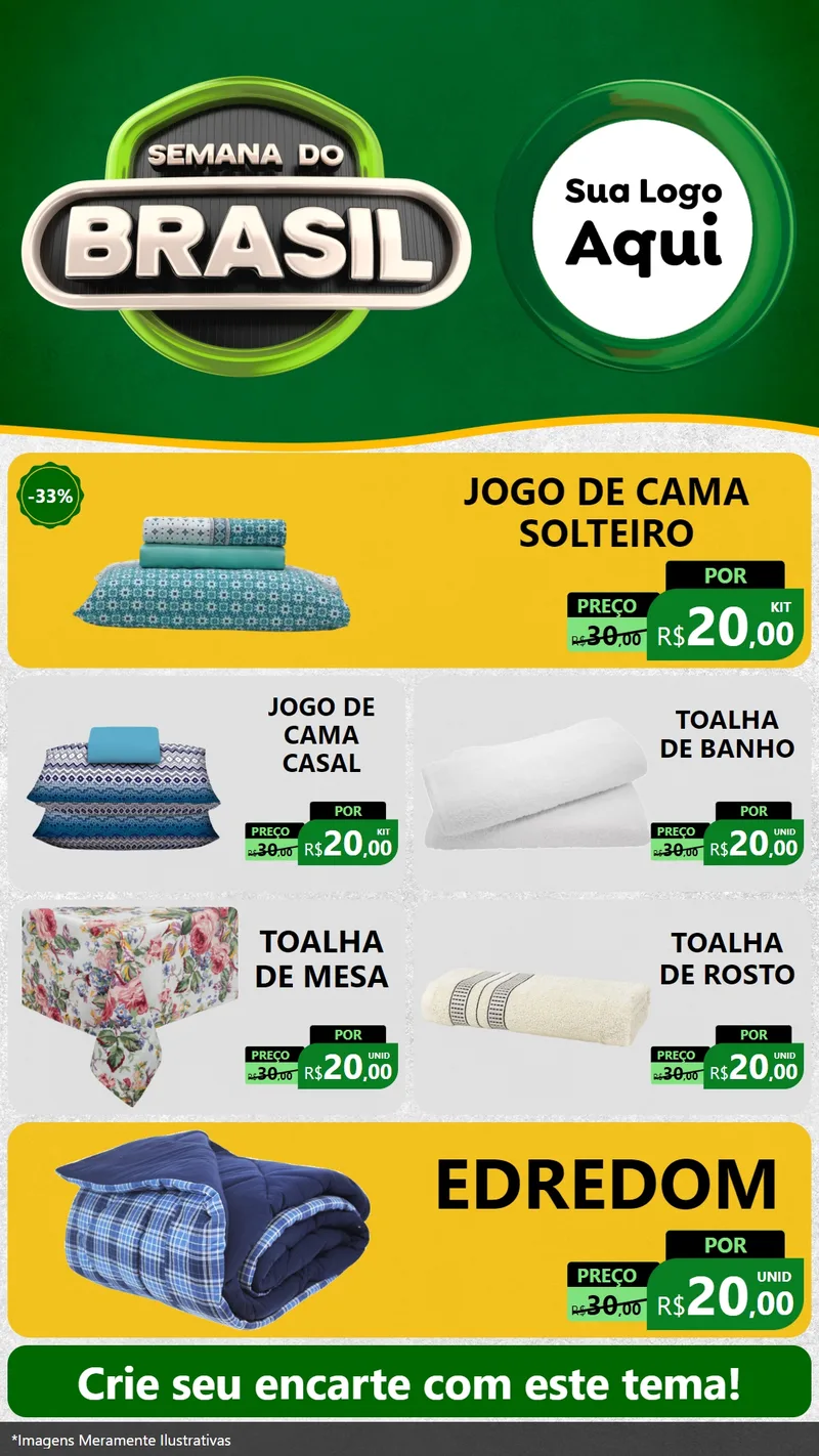 Modelo de TV para TV Vertical com o tema Semana do Brasil para Cama, Mesa e Banho