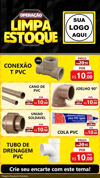 Modelo de TV para TV Vertical com o tema Operação Limpa Estoque para Tubos e conexões